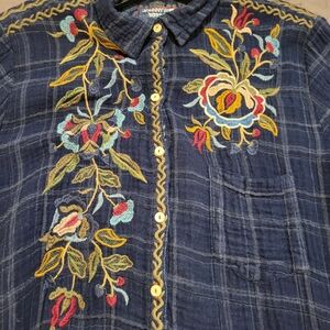 Johnny Was Margot cotton gauzed shirt dress